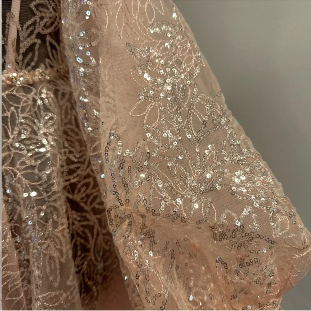 Sherri Hill 55017 Blush Pink Removable Sleeve Gown 4